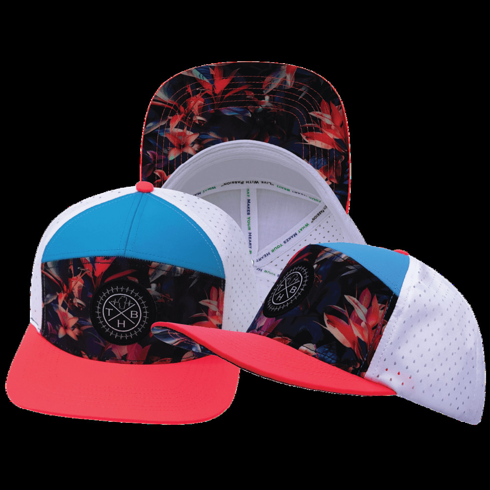 Color Vibes Hat - Flat Bill - Electric Eden - Neon Peach / Neon Blue / White